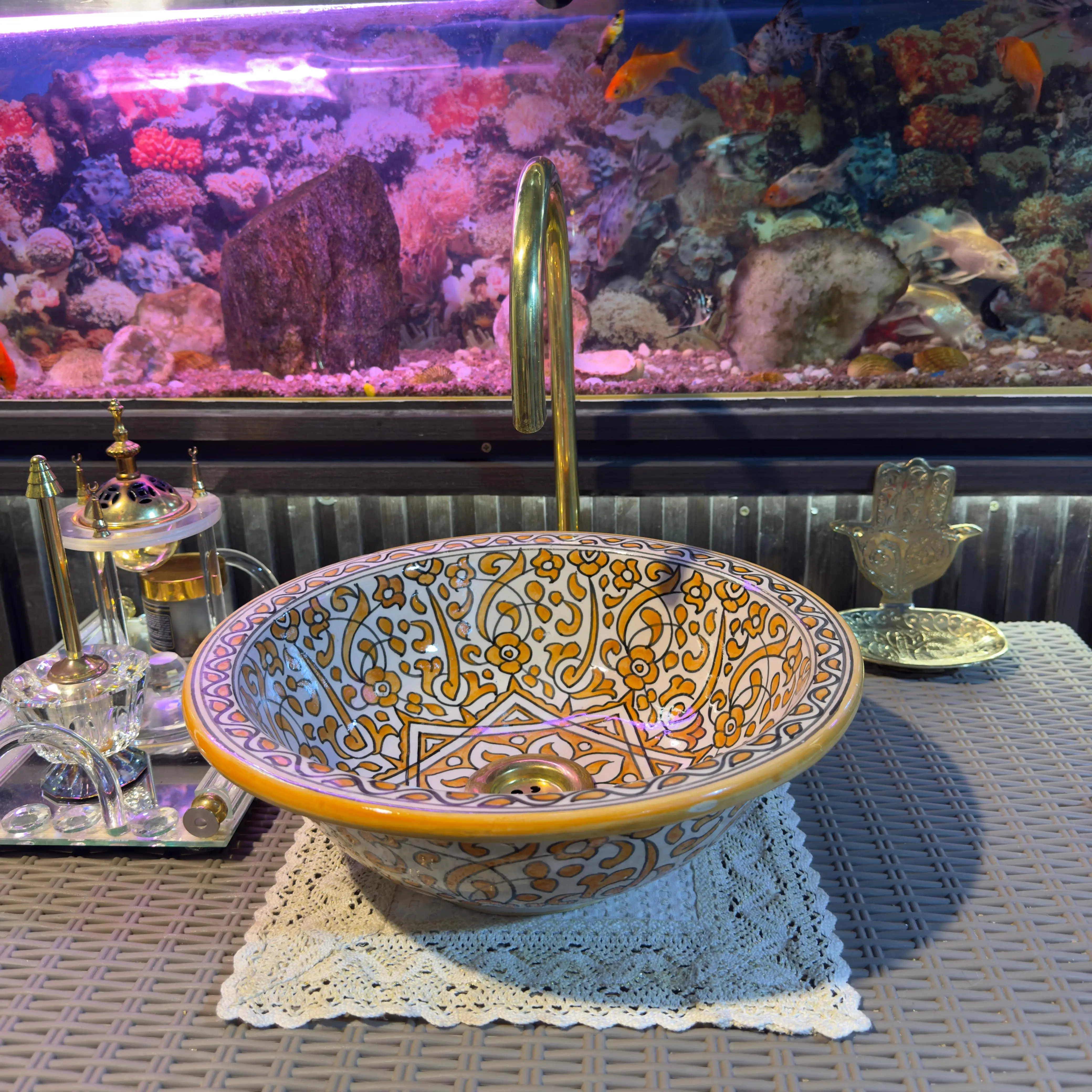 Moroccan Vessel Sink Bowl – Handmade Hand Wash Basin - 35 cm : 13.78 in