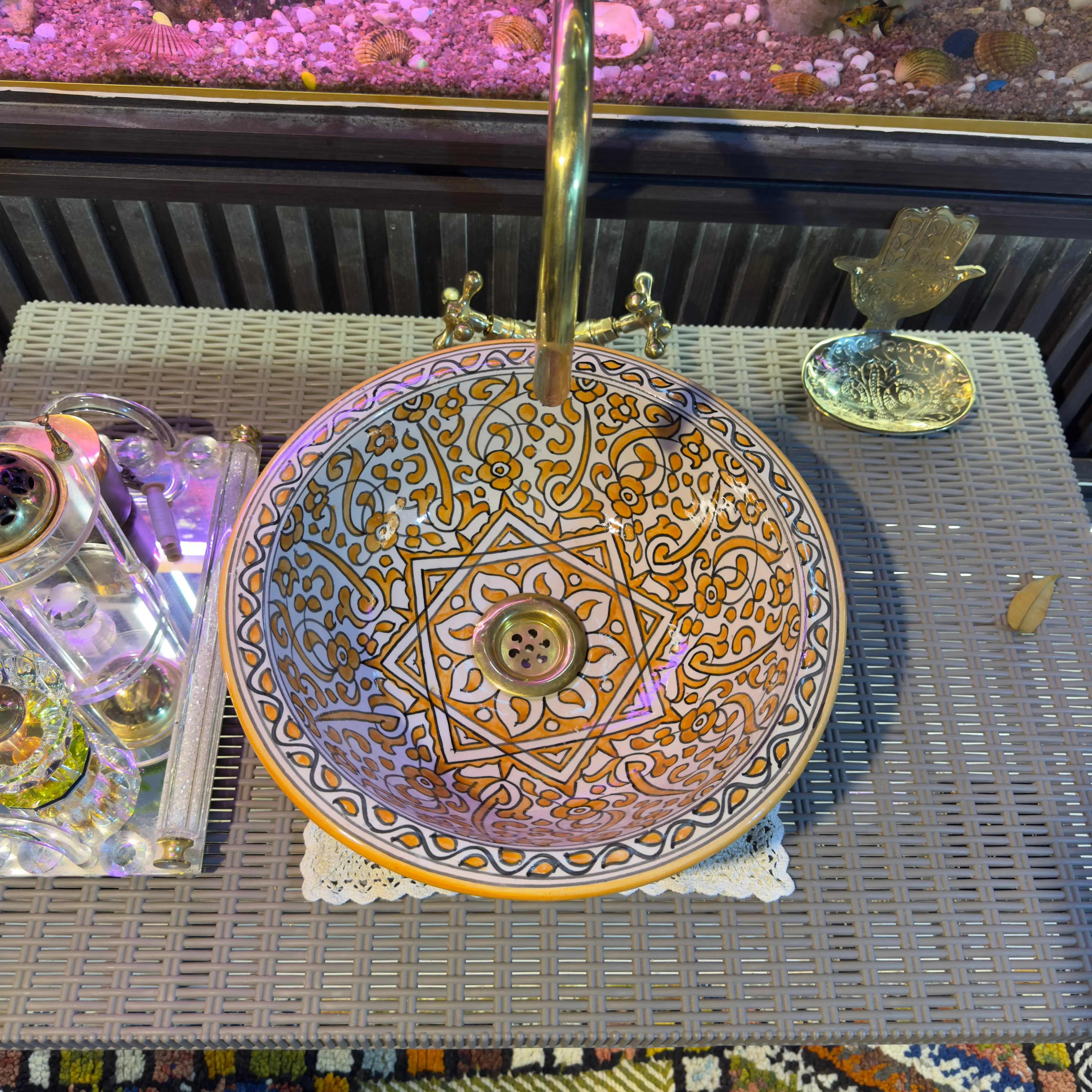 Moroccan Vessel Sink Bowl – Handmade Hand Wash Basin - 25cm : 9.84 in