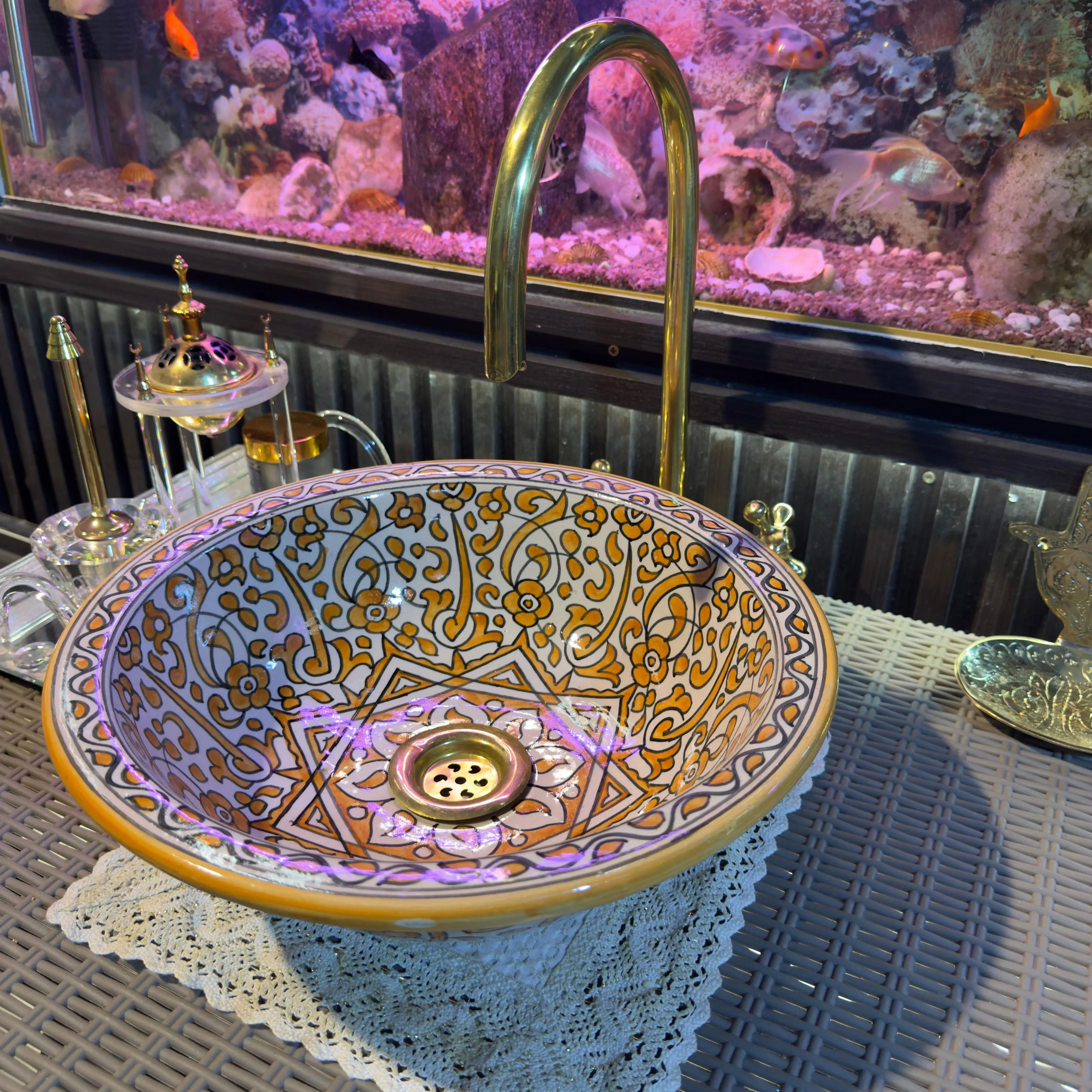 Moroccan Vessel Sink Bowl – Handmade Hand Wash Basin - 35 cm : 13.78 in