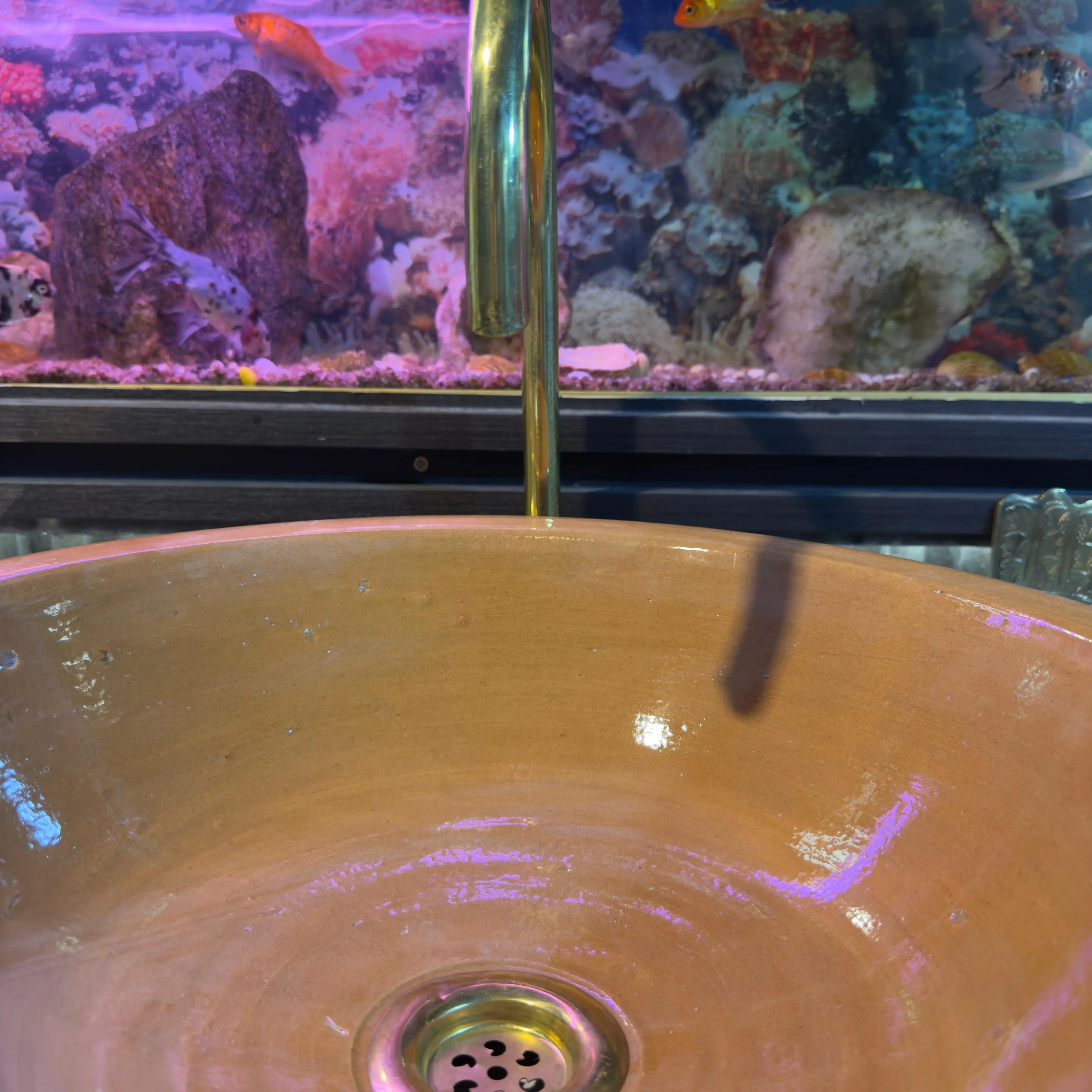 Handmade Brown Moroccan Ceramic Sink – Undermount Artisan Bathroom Basin - 25cm : 9.84 in