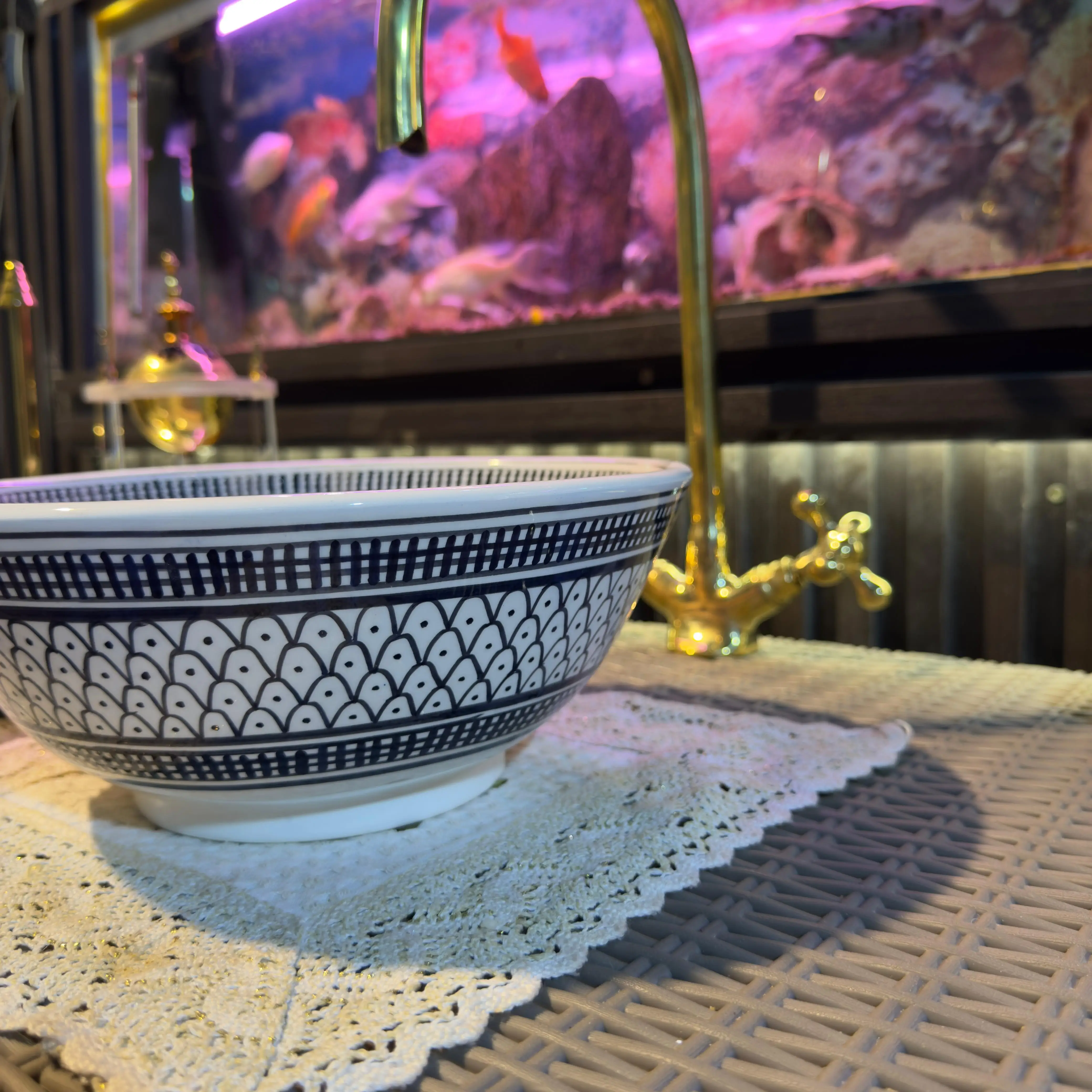 Artisan Moroccan Sink – Handpainted Drop-in Bathroom Basin - 25cm : 9.84 in