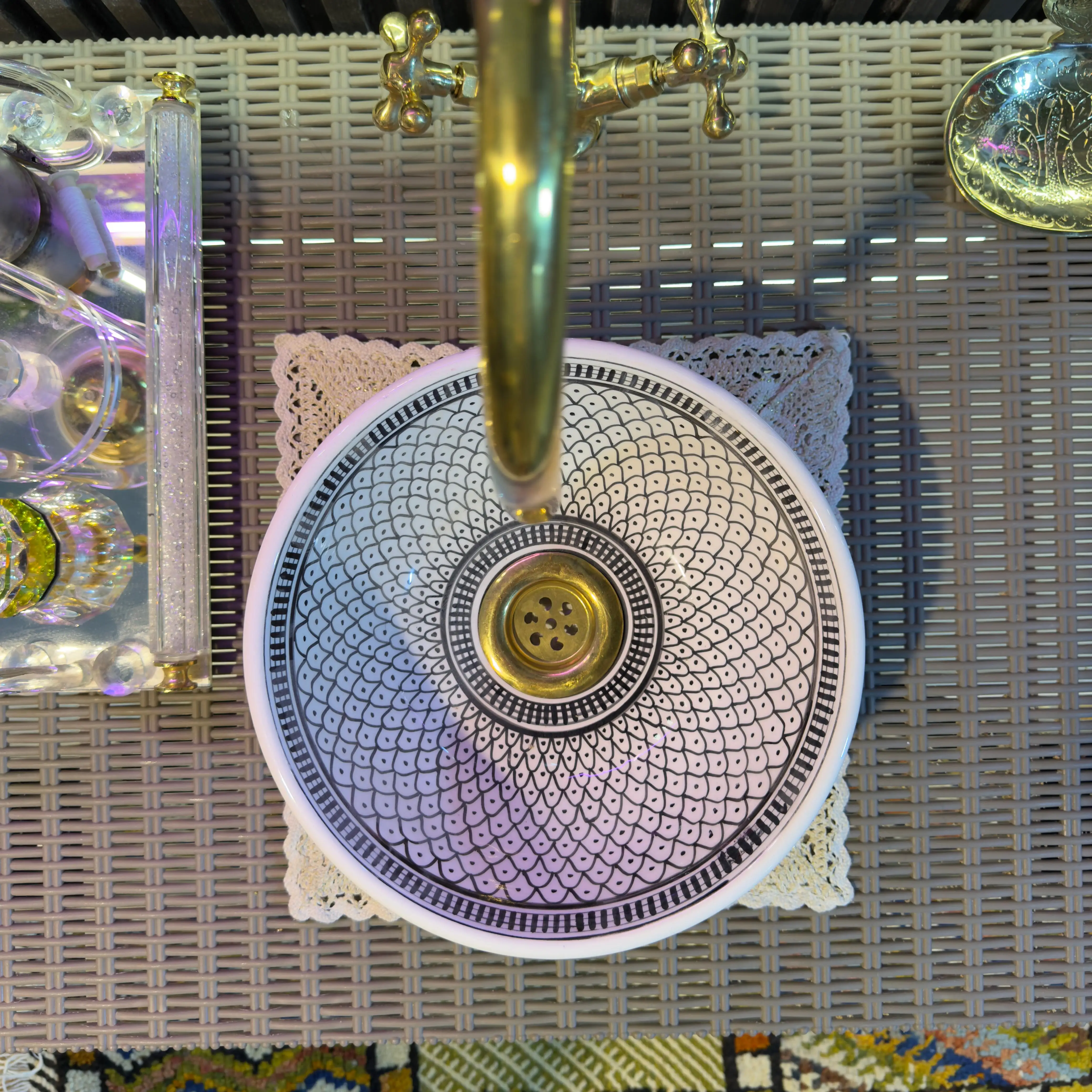 Artisan Moroccan Sink – Handpainted Drop-in Bathroom Basin - 30cm :11.81 in