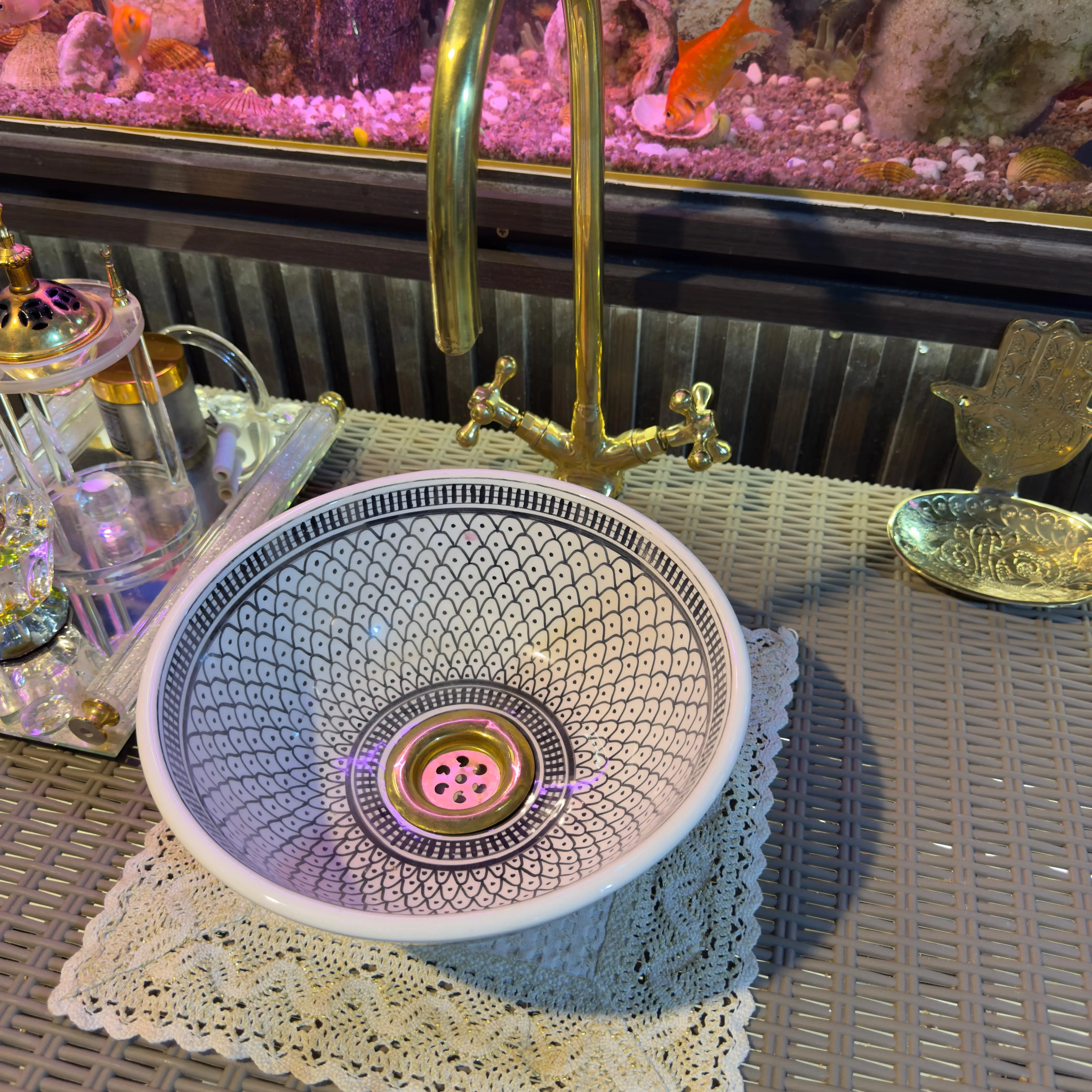 Artisan Moroccan Sink – Handpainted Drop-in Bathroom Basin - 40 CM :15.75 in