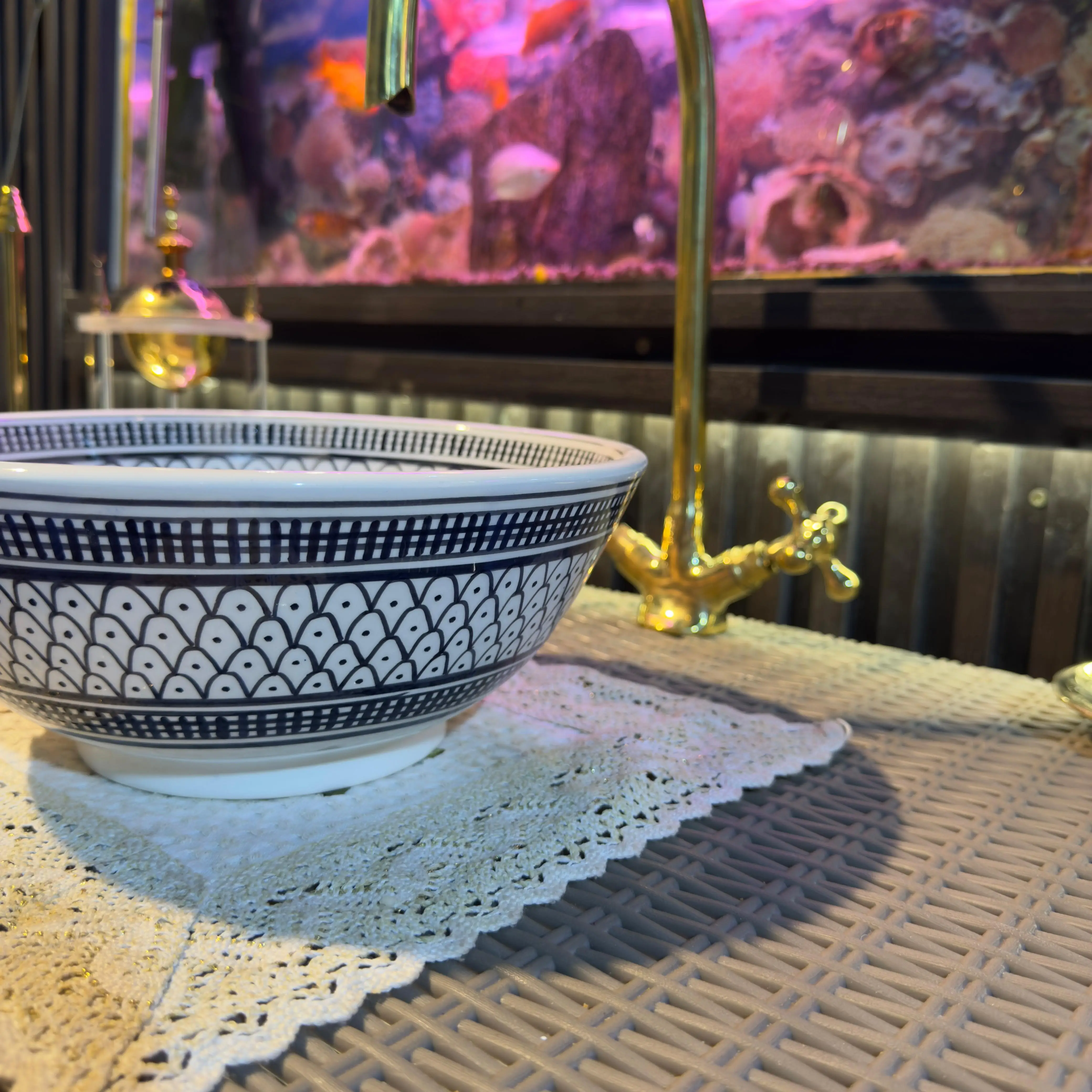 Artisan Moroccan Sink – Handpainted Drop-in Bathroom Basin - 40 CM :15.75 in