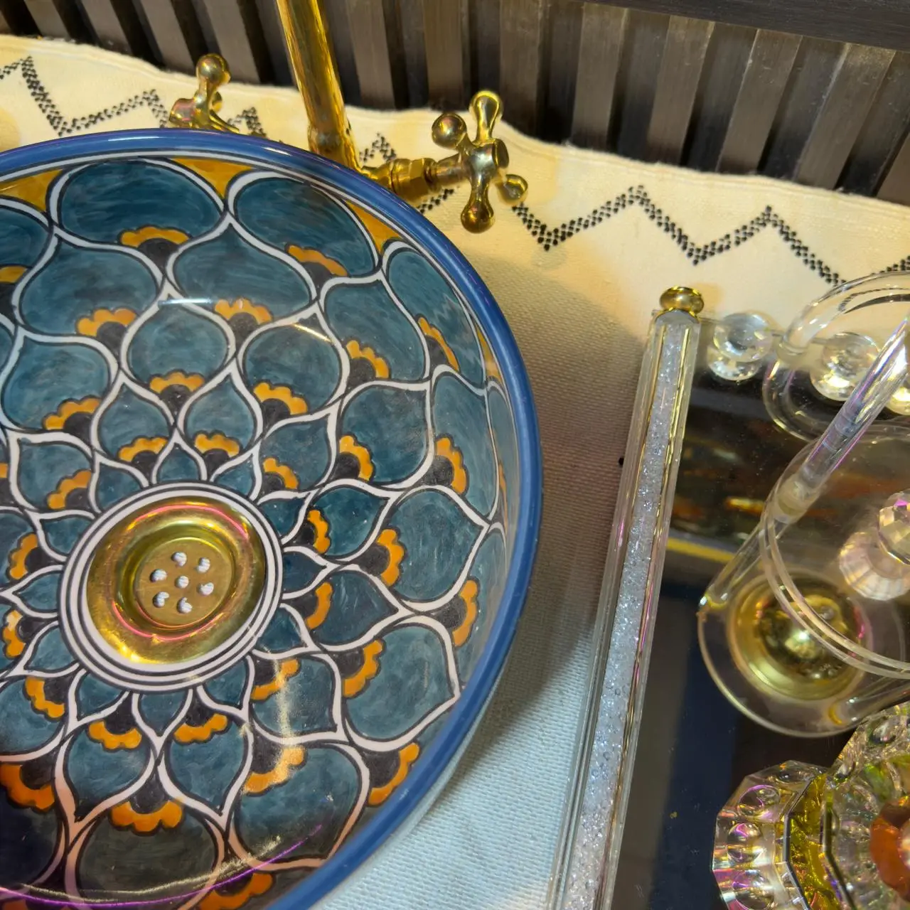 Colorful Handmade Ceramic Bathroom Sink – Round Modern Vessel Basin Bowl - 30cm :11.81 in