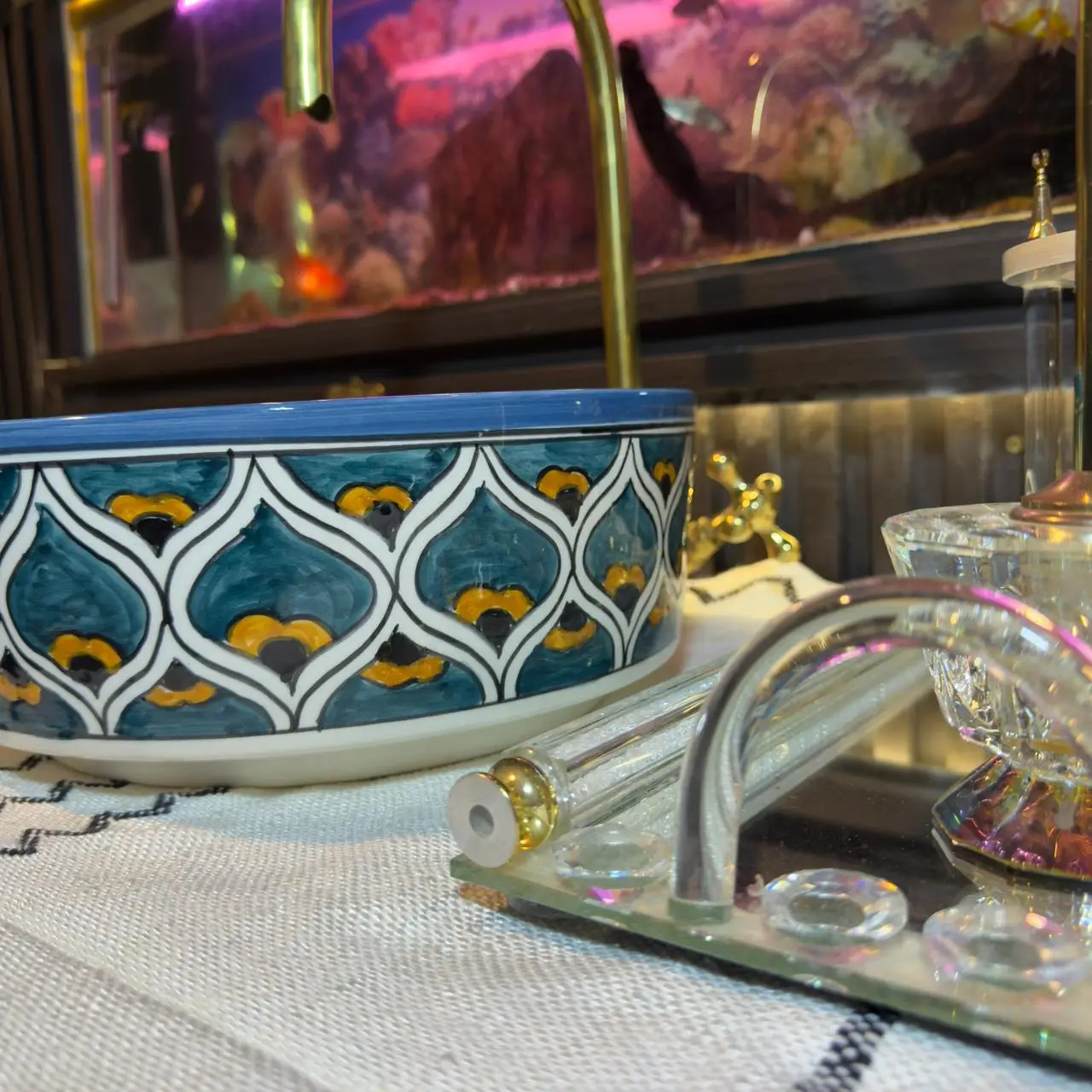 Colorful Handmade Ceramic Bathroom Sink – Round Modern Vessel Basin Bowl - 35 cm : 13.78 in