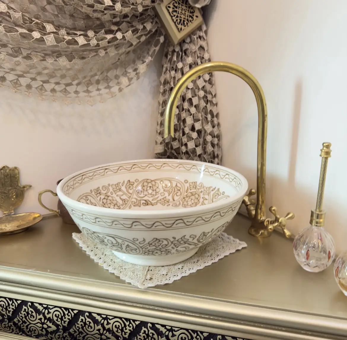 Artisan Ceramic Vessel Sink – Bohemian Vanity Basin, Natural Clay Handcrafted Bowl - 30cm :11.81 in