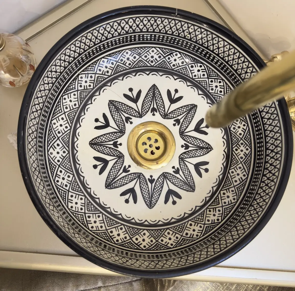 Handmade Moroccan Ceramic Vessel Sink – Antique Luxury Bathroom Bowl - 20 cm : 7,87 inches