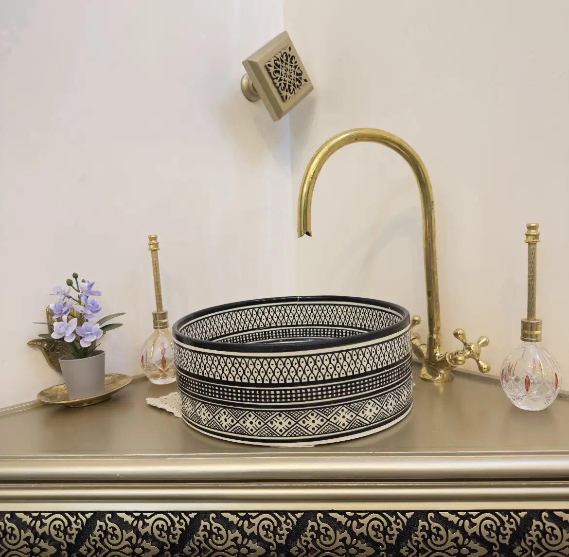 Handmade Moroccan Ceramic Vessel Sink – Antique Luxury Bathroom Bowl - 40 CM :15.75 in
