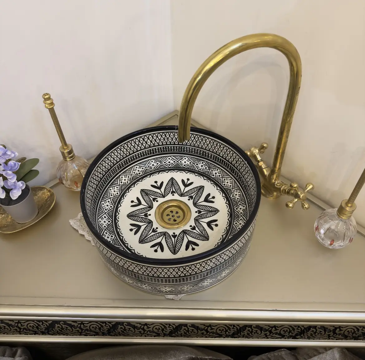 Handmade Moroccan Ceramic Vessel Sink – Antique Luxury Bathroom Bowl - 40 CM :15.75 in