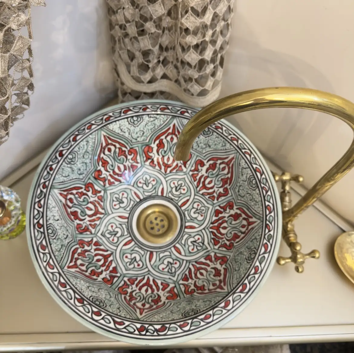 Ceramic Sink for Bathroom – 100% Handmade Pottery Vessel Sink - 20 cm : 7,87 inches