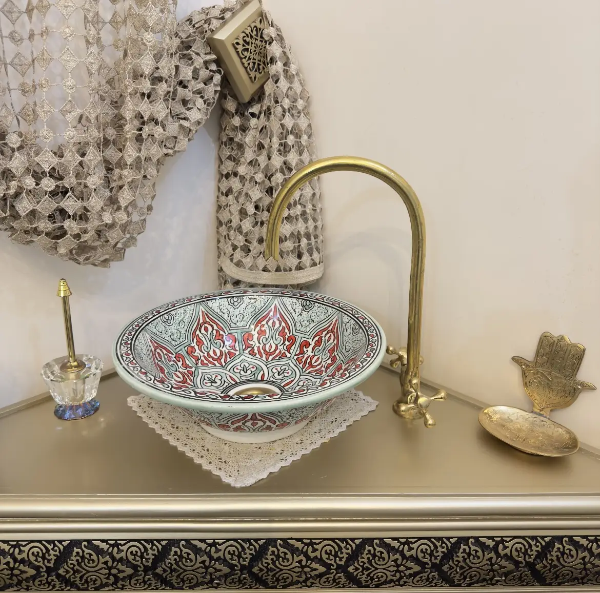 Ceramic Sink for Bathroom – 100% Handmade Pottery Vessel Sink - 35 cm : 13.78 in